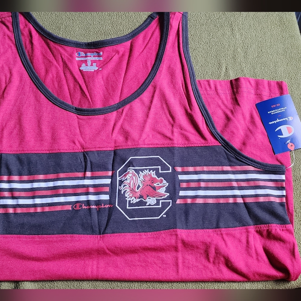 Men's Champion Garnet South Carolina Gamecocks Colorblock Tank Top